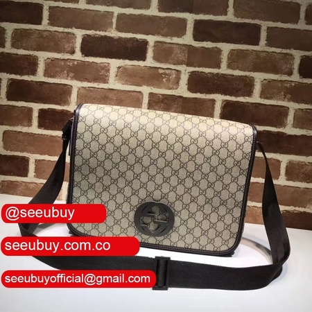 Replica 222291 Gucci Interlocking G Messenger Bag GG Plus Canvas