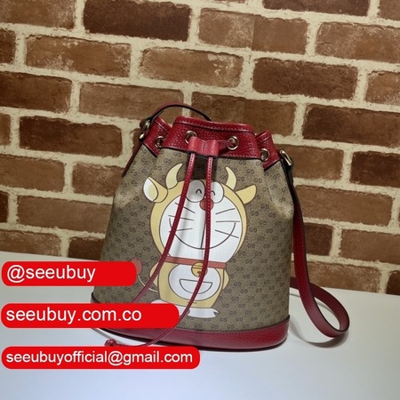 Replica Doraemon x Gucci small bucket 655597 red bag