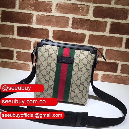 Top Quality Gucci Web GG Supreme Flat Messenger Replica 471454 Bag