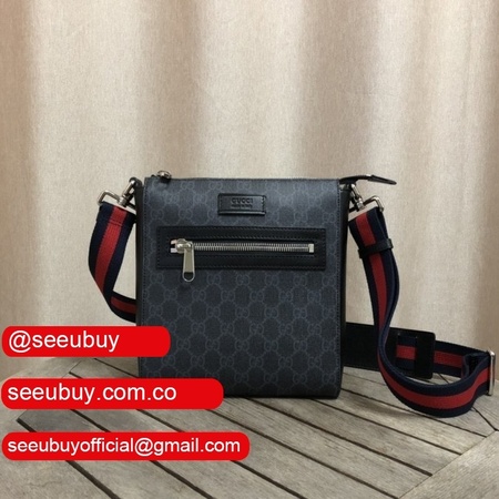 UK Gucci Fake Black GG Supreme Small Messenger 523599 Bag