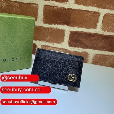 Gucci Best 657588 Replica GG Marmont card case in black leather