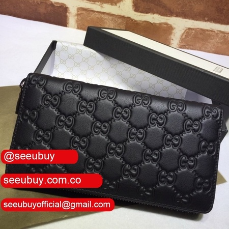 Replica Designer Gucci Bag 307987 Black Signature zip around wallet