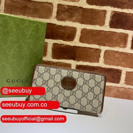 Replica Gucci GG Supreme Fake 673003 Zip around wallet with Interlocking G