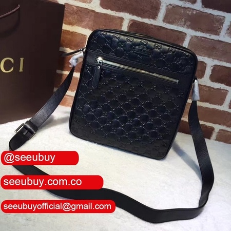 UK 201448 Gucci Leather GG Guccissima Crossbody Messenger Purse