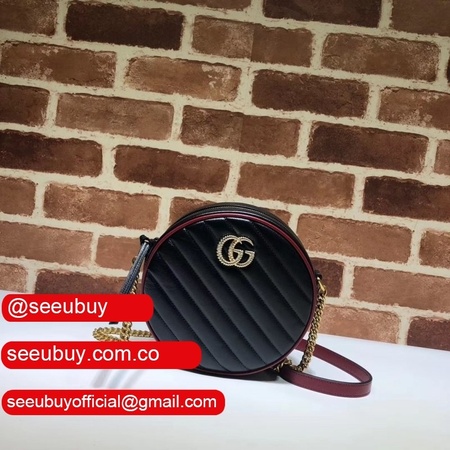 Cheap Gucci Leather GG 550154 Marmont Mini Round Shoulder Bag