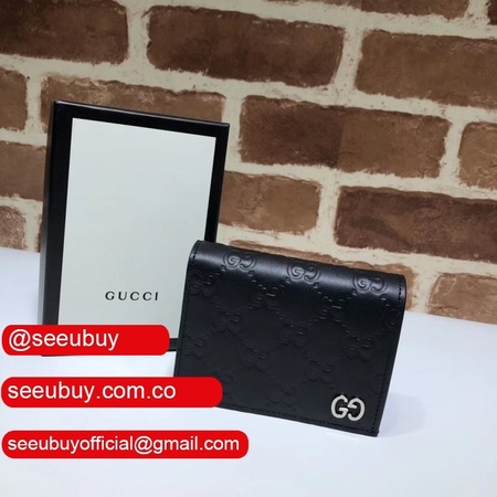 Fashion Gucci Replica Black Gucci Signature Card Case 522869 Wallet