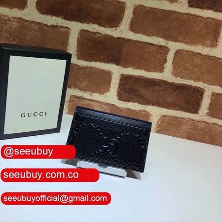 Luxury Gucci GG embossed card case black