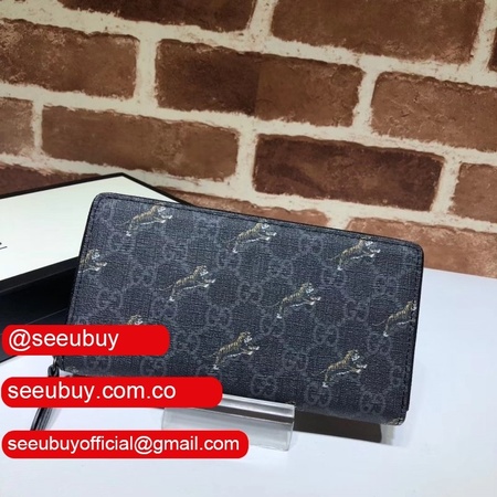 Luxury Gucci Replica Black GG zip around 575135 wallet