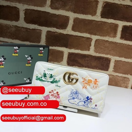 Replica Gucci High Quality White Online Exclusive Disney 616765 GG Marmont zip