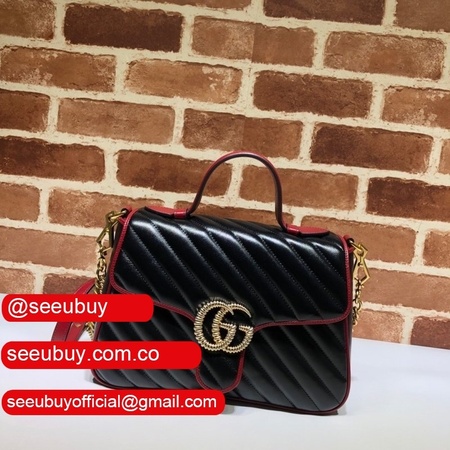 UK Gucci 7 Star Leather GG 498110/583571 Marmont Mini Top Handle Bag