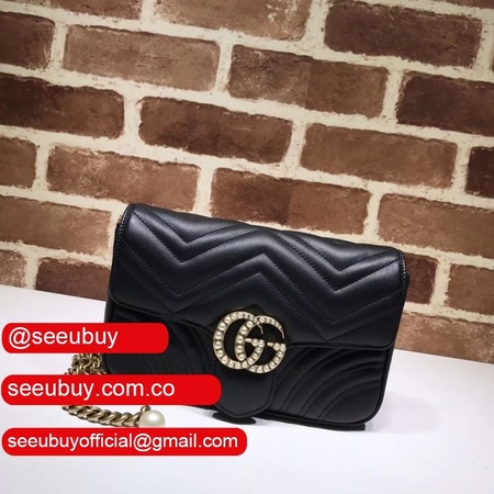 Gucci High Quality Pearly GG Marmont Flap Belt 476809 Bag Matelasse Leather