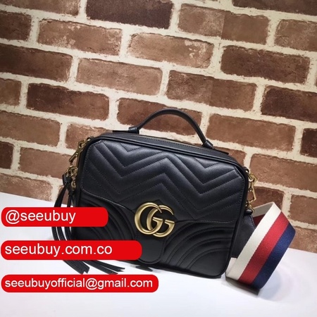 Top Quality Gucci Replica 498100 Leather GG Marmont Small Shoulder Bag