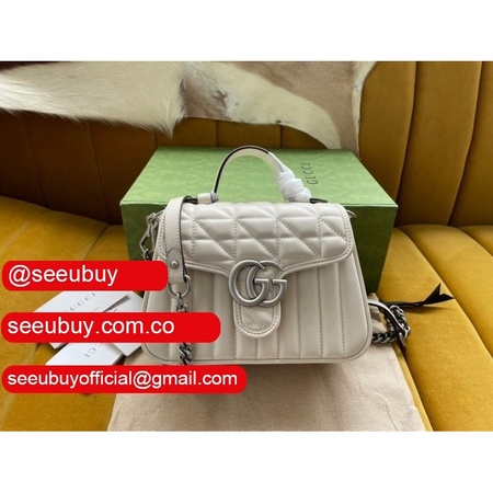 Buy Best Gucci High Quality Replica GG Marmont Top Handle 583571 White Bag