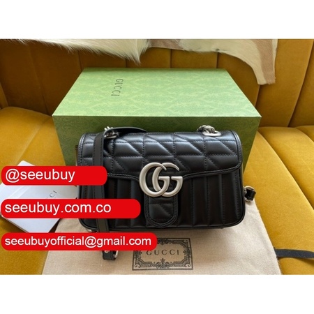 Replica Gucci For Sale GG Marmont matelasse mini bag 446744 black leather