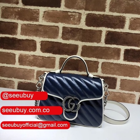 Fake Gucci GG Marmont 583571 bag in chevron leather with piping