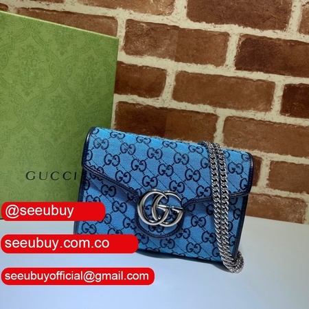 Gucci Replica 474575 GG Marmont matelasse mini Light blue bag