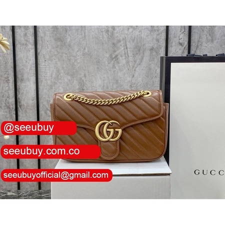 Gucci Replica GG Marmont 443497 small matelasse shoulder brown bag