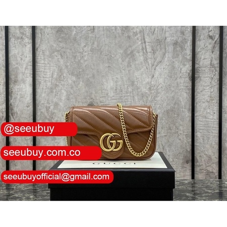 Gucci Replica GG Marmont 476433 matelasse super mini brown bag