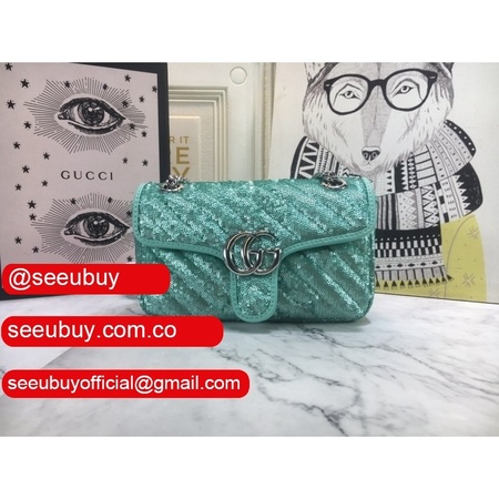 Replica Gucci GG Marmont Matelasse Pastel 446744 Green Bag