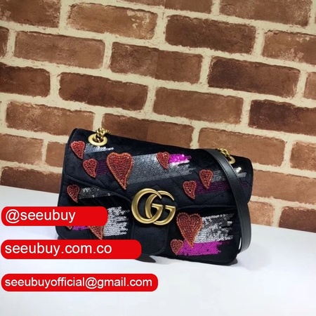 High Quality Gucci Black Or Red GG Marmont matelasse shoulder 443497 bag