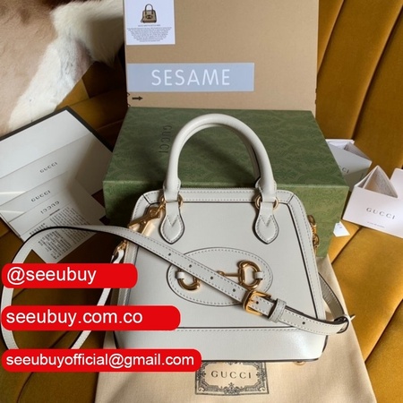 Replicas Gucci 640716 Horsebit 1955 mini top handle white bag