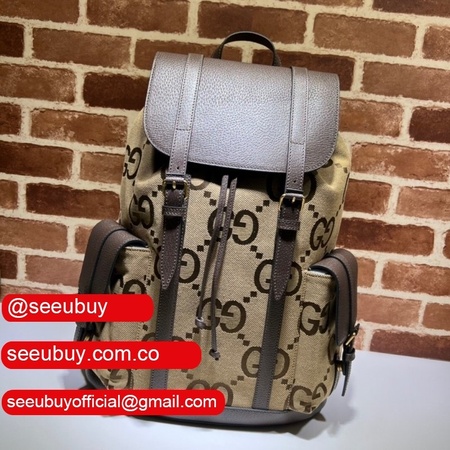 7 Star Gucci Backpack Replica 678829 with jumbo GG in camel and ebony GG canvas