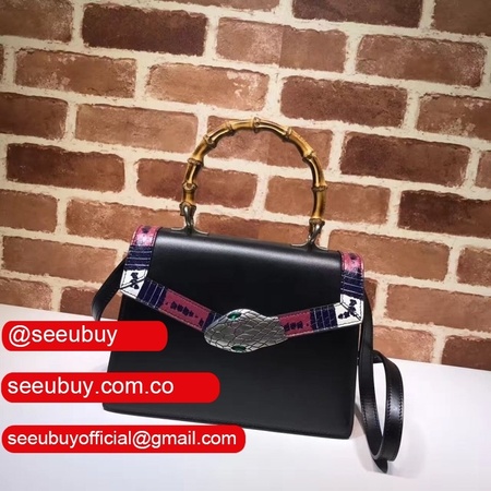 Best Gucci Replicas Lilith Top Handle Bag Leather 453751 Snakeskin Small