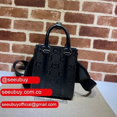 Fake Gucci AAA+ 696010 GG embossed mini tote black bag