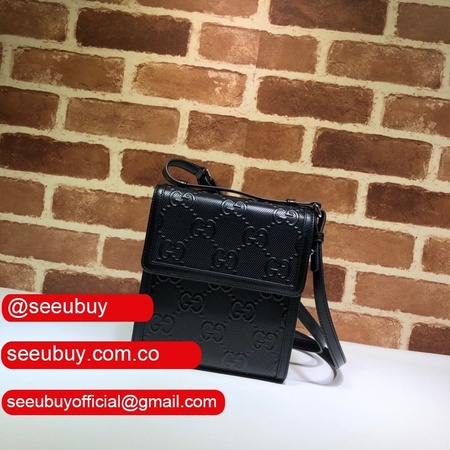 Gucci Replica 625782 Black GG embossed messenger bag