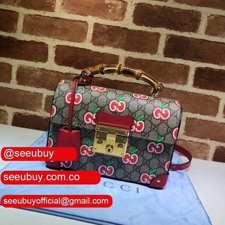 Gucci Best GG Supreme Flora Padlock Small Bamboo 603221 Bag