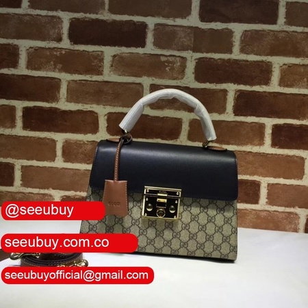 Gucci Replica 453188 GG Supreme Padlock Small Top Handle Bag