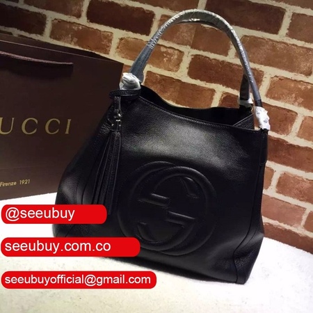 Replicas Gucci Best Soho Leather Tote shoulder 282309 Black bag