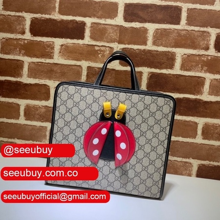 Gucci 664083 Luxury Children's ladybug tote bag in beige and ebony GG Replica