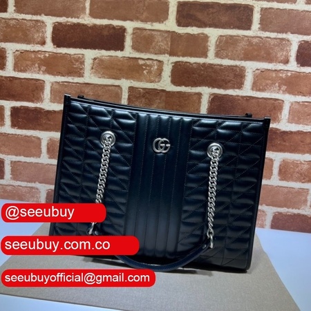 Gucci Cheap GG Marmont medium tote bag from china in black leather