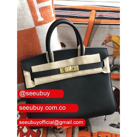 Hermes Birkin 35cm Epsom leather Handbags Black Golden