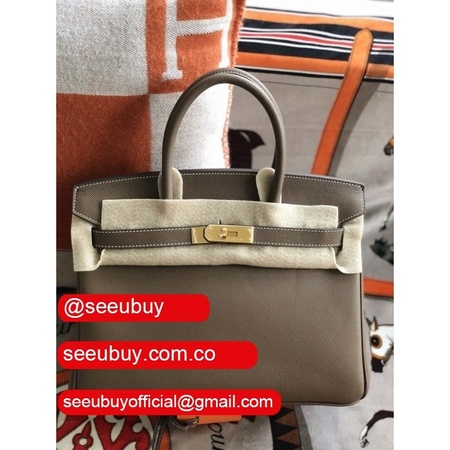 Hermes Birkin 35cm Epsom leather Handbags Dark grey Golden