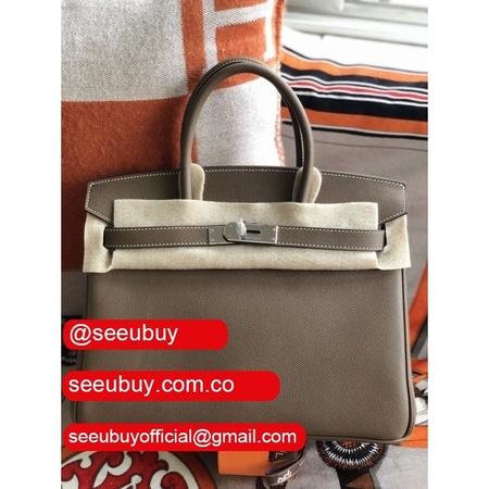 Hermes Birkin 35cm Epsom leather Handbags Dark grey Silver