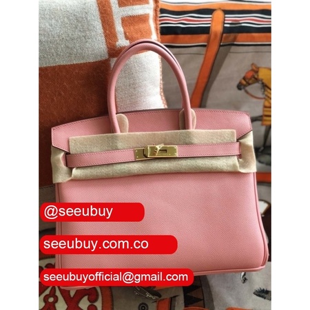 Hermes Birkin 35cm Epsom leather Handbags Pink Golden