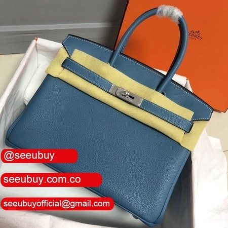 Hermes Birkin 35cm Togo leather Handbags Blue