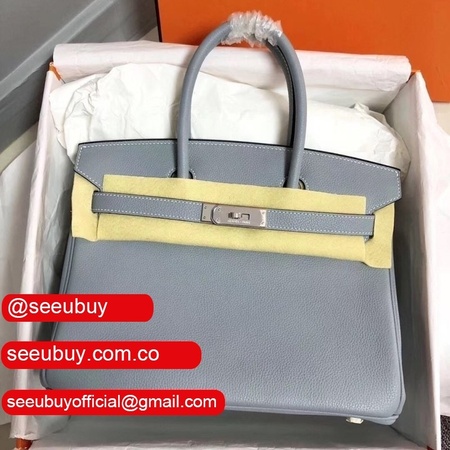 Hermes Birkin 35cm Togo leather Handbags Blue lin