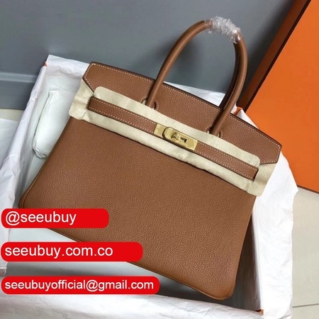 Hermes Birkin 35cm Togo leather Handbags Camel Golden