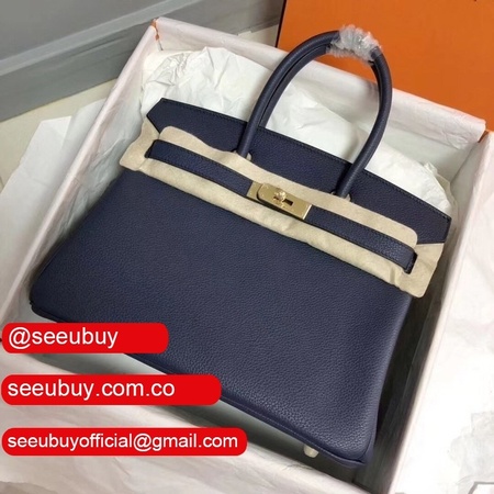 Hermes Birkin 35cm Togo leather Handbags Dark Blue