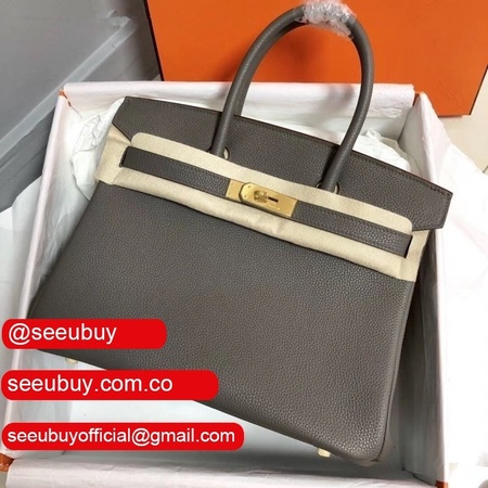 Hermes Birkin 35cm Togo leather Handbags Dark Grey