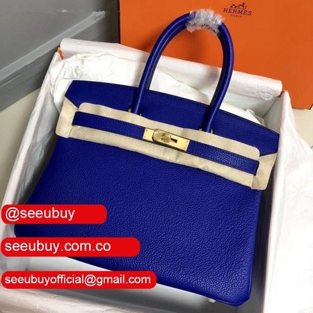 Hermes Birkin 35cm Togo leather Handbags Electric Blue