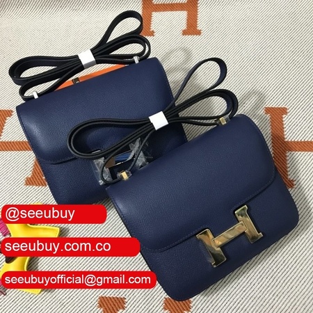 Hermes Constance Bag 18cm Epsom Leather dark blue