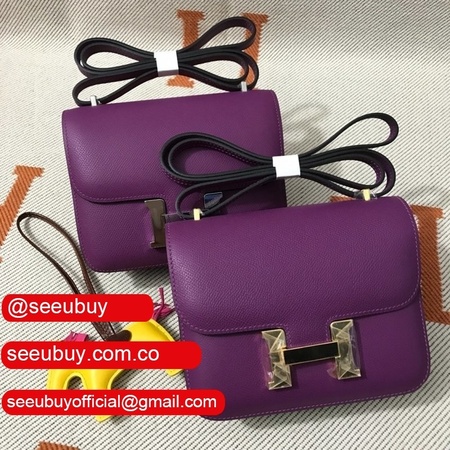 Hermes Constance Bag 18cm Epsom Leather Purple