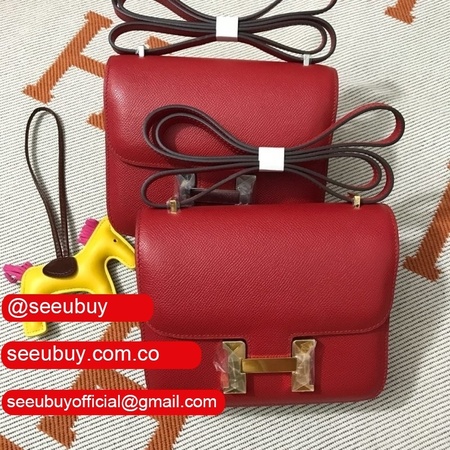 Hermes Constance Bag 18cm Epsom Leather Red