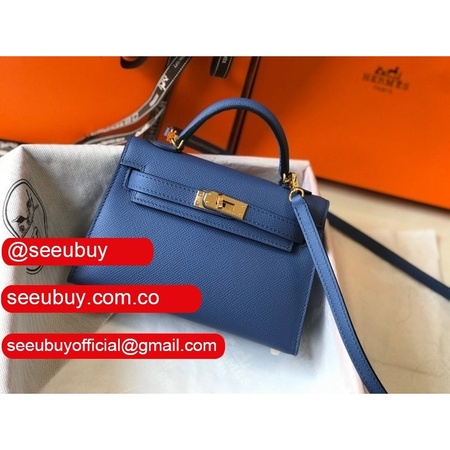 Hermes Blue Mini Kelly Replica Handbag Epsom leather