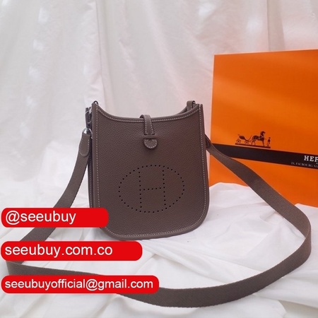 Hermes Mini Evelyne Handbags Replica Coffee