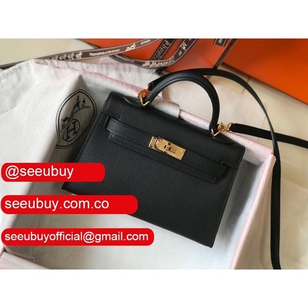 Hermes Mini Kelly Black Replica Handbag Epsom leather